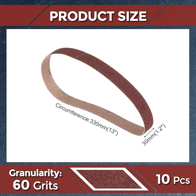 10 Pcs Sanding Belts 1.2 x 13 Inch 60 Grit Aluminum Oxide Abrasive Sandpaper for Belt Sander Metal Grinding Wood Working Weld Rust Removal