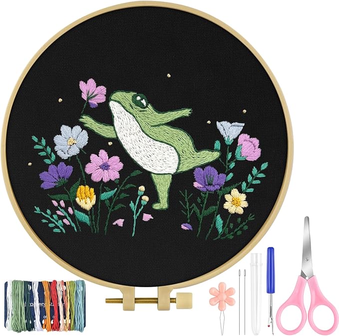 TINDTOP Embroidery Kit for Beginners Adult, Frog Embroidery Kit | Include by TINDTOP