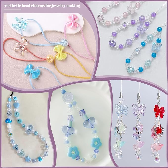 200-260PCS TINKRSTUFF Assorted Blue Acrylic Beads - Image 5