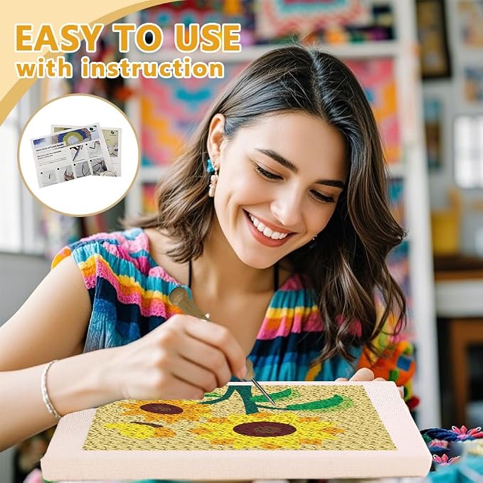Doodlream Sunflower DIY Punch Needle Embroidery Kit - Image 3