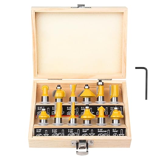Router Bits Set 1/2 Inch Shank - BAIDETS 12 Pieces 1/2" Tungsten Carbide Router Bits, Woodwork Tools