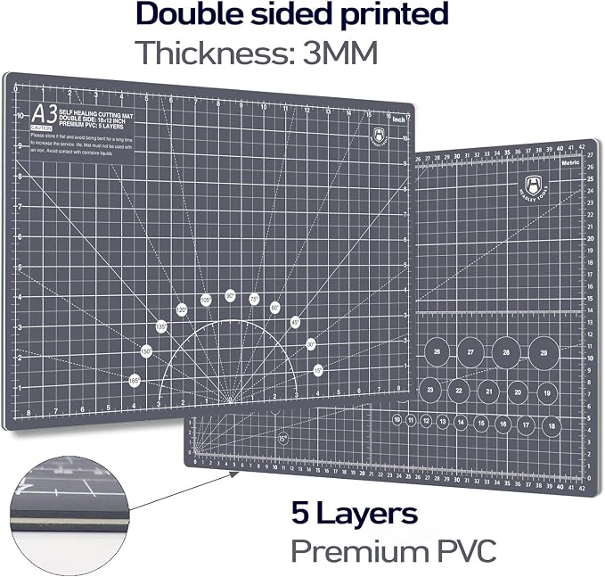 Headley Tools 18"x12" Thickened Self Healing Cutting Mat, A3 Rotary Cutting - Image 3