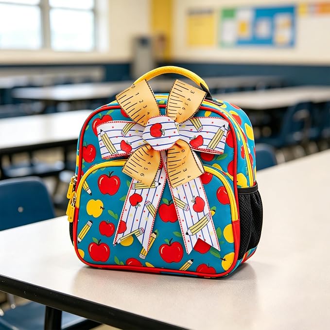 2 Rolls Back to School Wired Edge Ribbons, 12 Yards Apple Pencil Stripe - Image 5