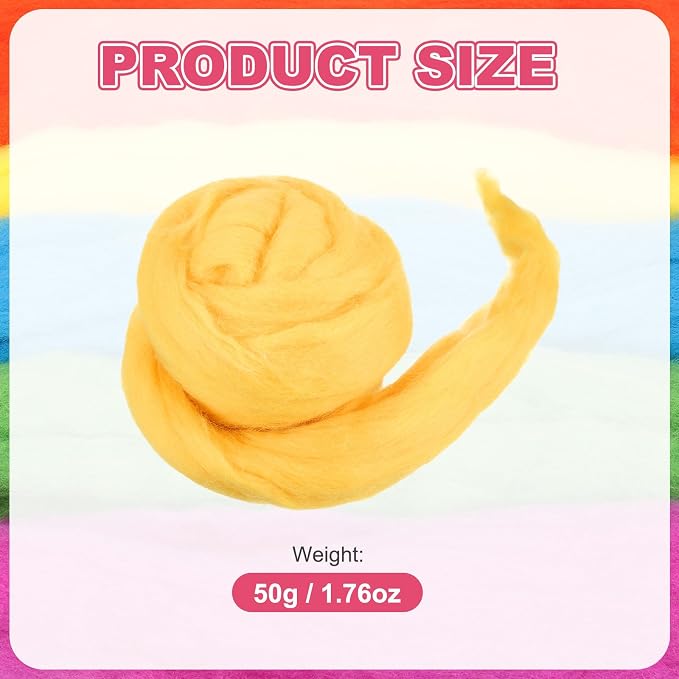 MECCANIXITY Wool Roving Yarn Soft Felting Wool 50g/1.76oz Pure Chunky Roving - Image 2