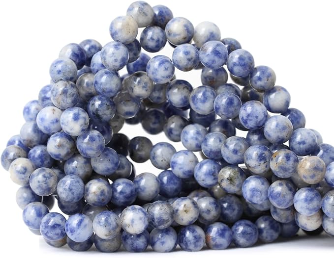 45PCS 8mm Natural Blue White Sodalite Gemstone Round Loose Beads by CHEAVIAN