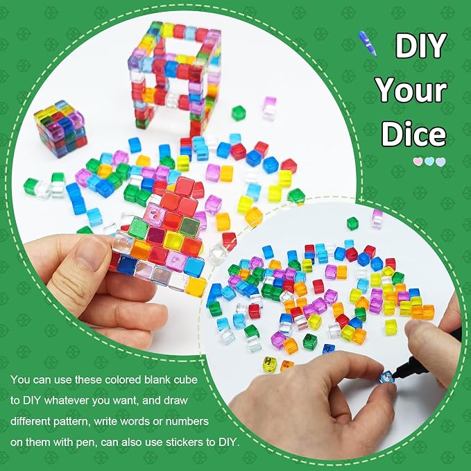 Mini Dice 8mm Acrylic Cubes, Tabletop Gaming Pieces & DIY Crafts - Image 3