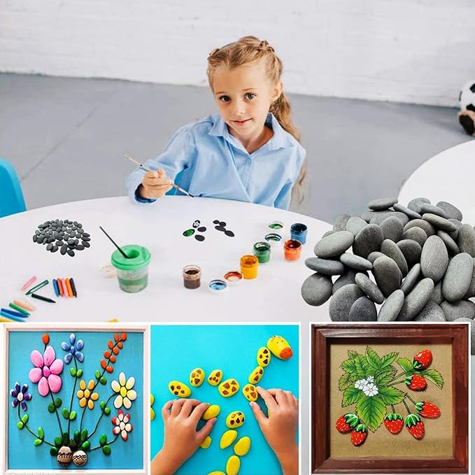 Lifetop 51pcs Tiny Painting Rocks ，DIY Smooth Surface Stones, Arts and Crafts - Image 6