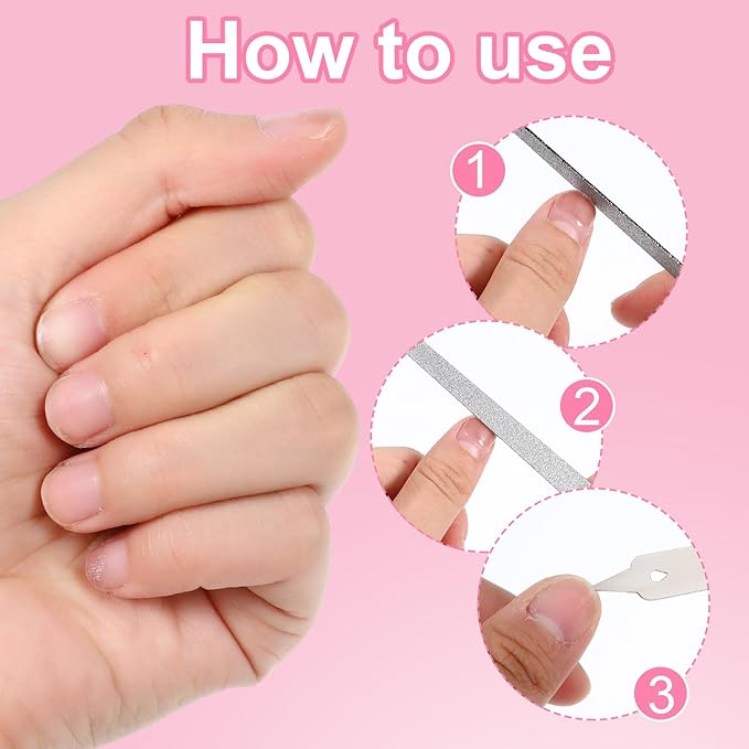 Stainless Steel Diamond Dust Nail File 5 PCS Professional Metal Nail Files with Sharp Pointed Tip Non-Slip Double Sided Manicure Pedicure Tools for Fingernails & Toenails Care Essentials