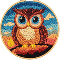 DIY Punch Needle Kits Owl with Sunset with Hoop 20x20cm-1 | with Pattern by Unknown