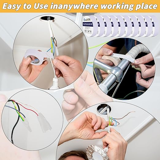 100 Rolls White Electrical Tape Bulk 3/4 Inch x 66ft, Waterproof Vinyl Electric Tape High Temp Insulation Tape for Electrical Protection Home Outdoor Electric Insulating Wire Wrapping