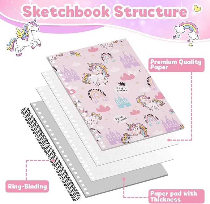 conda 8.5 x 11 Inch Sketchbook, Top Spiral Bound Sketch Pad, 100 Sheets - Image 6