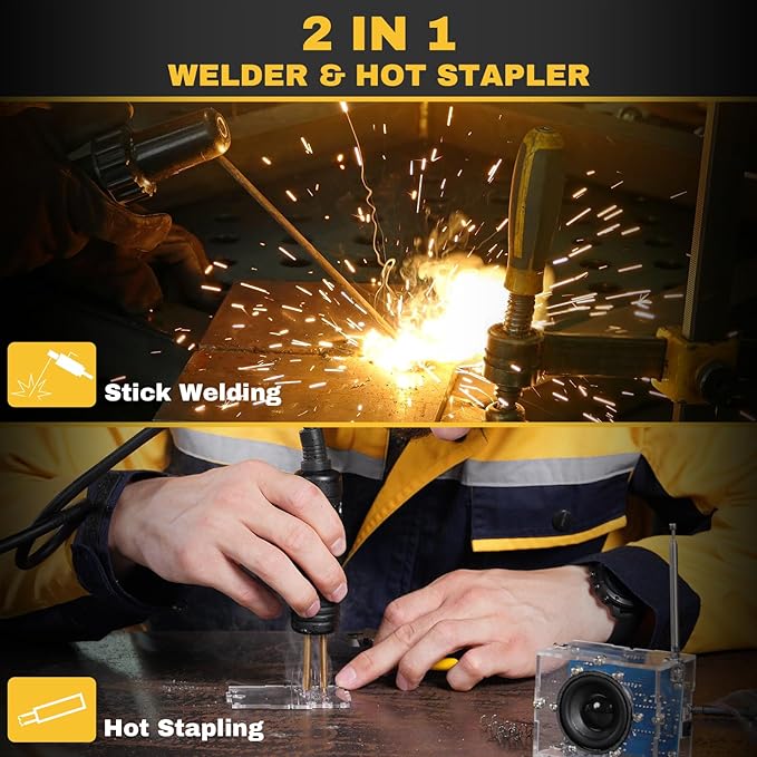 SSIMDER Stick Welder Plastic Welder 2 in 1 Welding Machine ARC-120M 110V MMA ARC Welder Machine dc Inverter Welder with Plastic Gun Upgraded Plastic Welder Portable Welding Machine