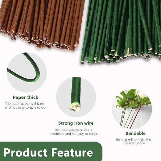 80Pcs Floral Wire, 30cm/11.8in Length 3mm/0.12in Diameter Floral Stems - Image 3