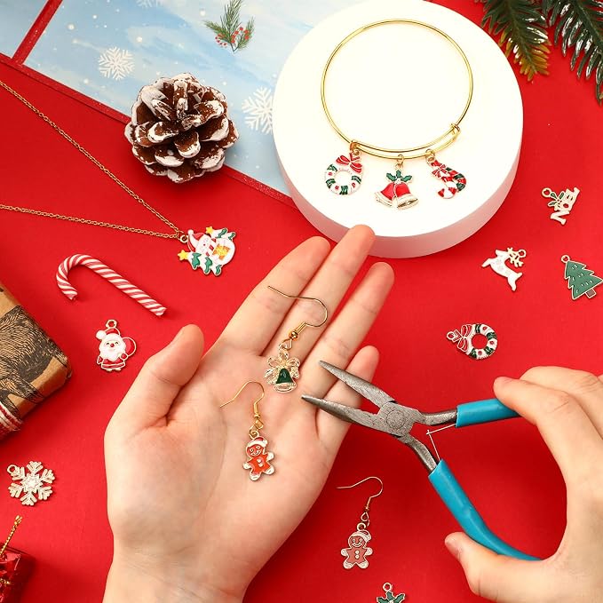 MARFOREVER 40Pcs/20 Pairs Christmas Charms, Christmas Gold Enamel Charms | - Image 4