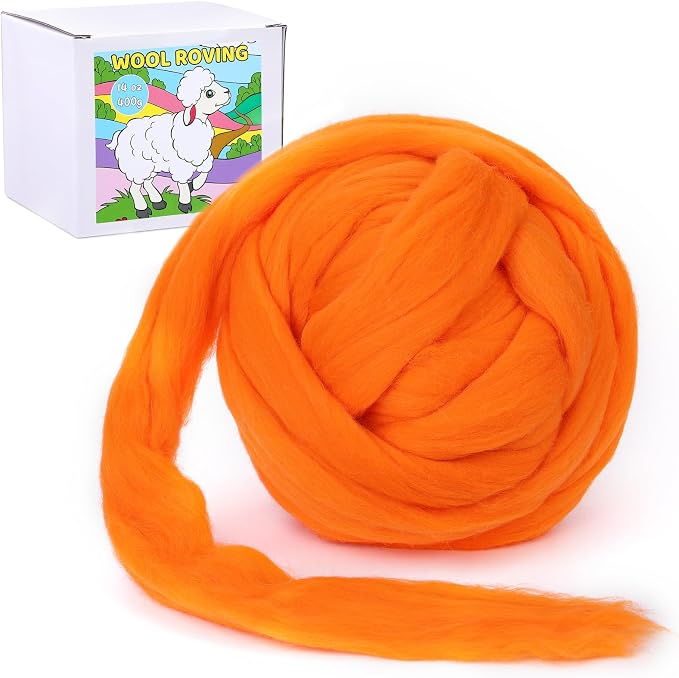 QMNNMA Wool Roving 0.88 lb, Colored Natural Wool Roving by Qmnnma