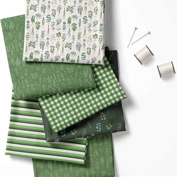 Patchwork Fabric Panel 100x155 cm, 100% Cotton Satin, 6 Coordinated Botanical & - Image 2