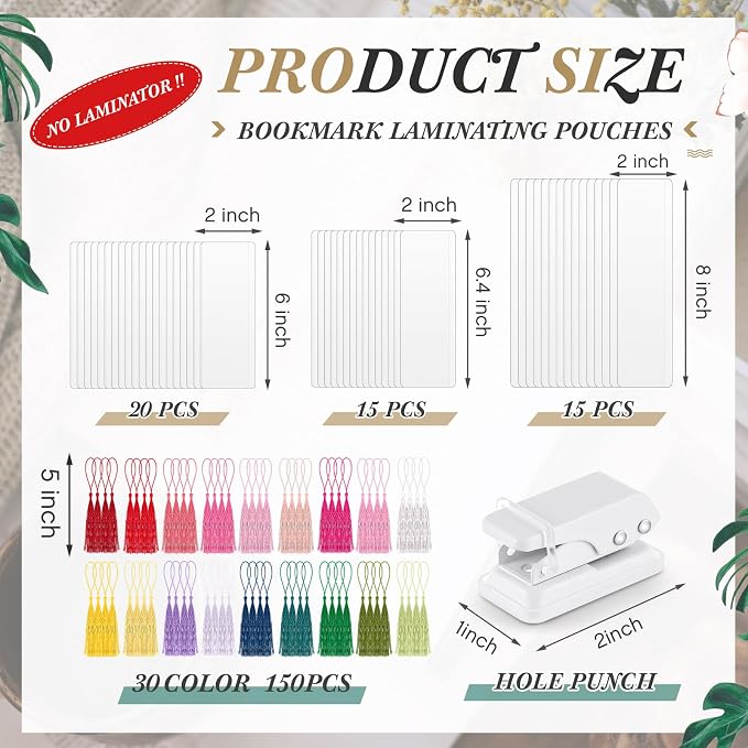 Fuyoooo 101 Pcs DIY Bookmark Making Kit Bookmark Laminating Pouches 5 Mil Hot - Image 2