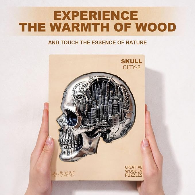 City Skull Puzzles Adults Gifts Wooden 175 Pieces 11.4 * 10.5in - Image 8