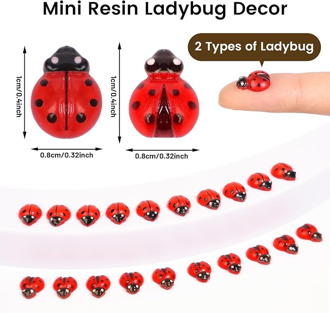 300pcs Luminous Mini Resin Ladybug Decor Tiny Ladybug - Image 2