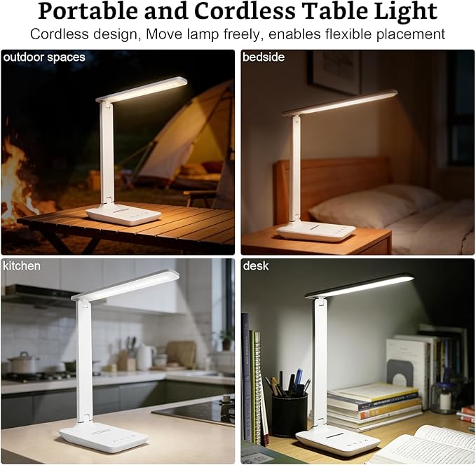 LED Portable Bright Rechargeable Desk Lamp, 4000mah Dimmable Touch Battery - Image 5