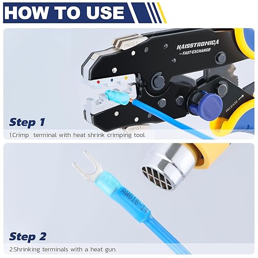 haisstronica 200PCS Heat Shrink Fork Spade Connectors #10 Waterproof Marine Grade Fork Terminal Connectors U-Type Red 22-16 Gauge