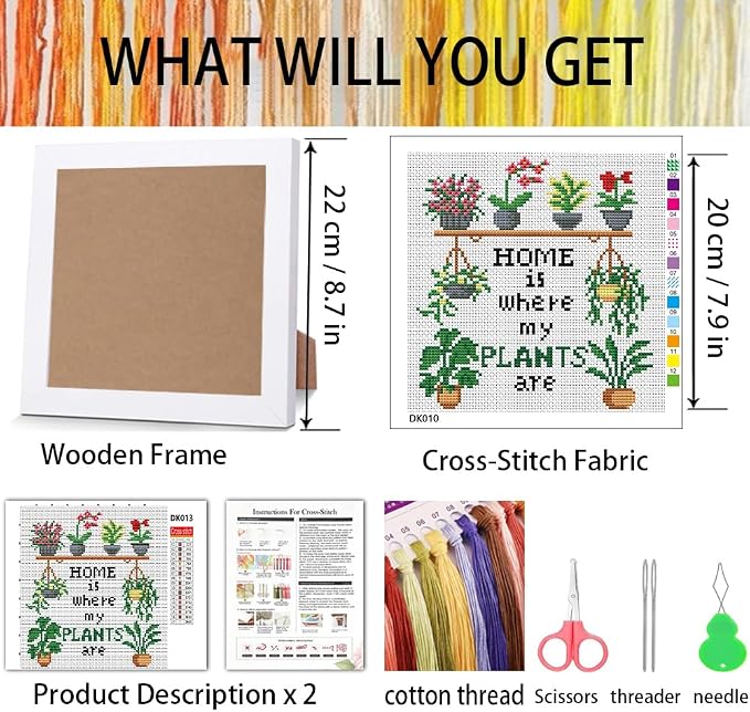 Tiwabb Plant Cross Stitch Kits for Adults Beginners, Flower Stamped Cross - Image 4