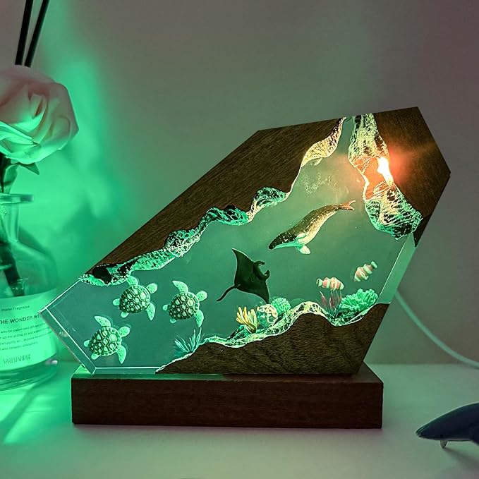 Humpback Whale Ocean Resin Lamp, Handmade Resin Night Light - Image 4