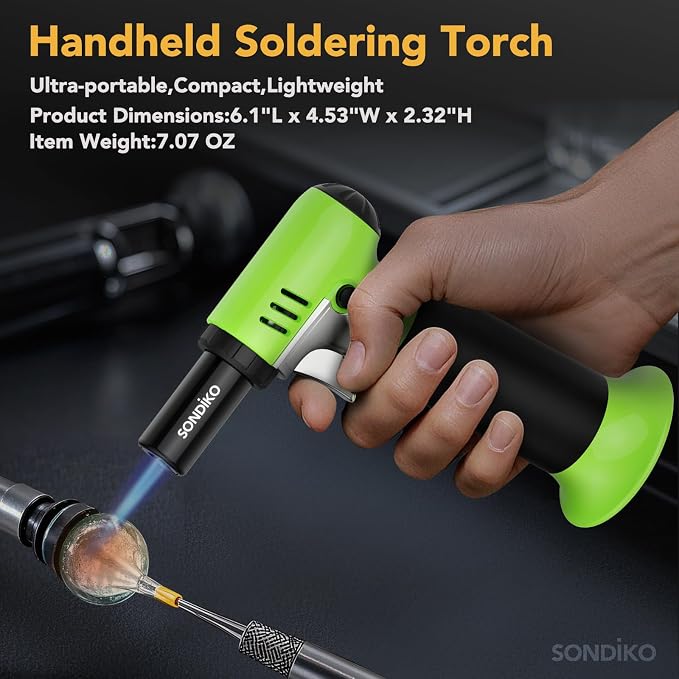 Sondiko Butane Torch with Fuel Gauge, Refillable Soldering Torch Lighter with - Image 5