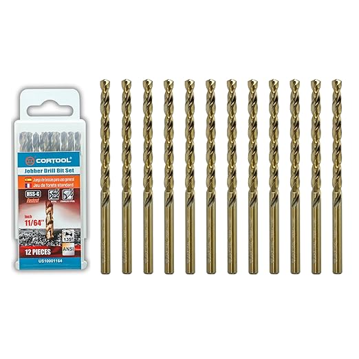 11/64 inch Cobalt Drill Bits (12Pcs), M35 HSS Metal Jobber Length Twist Drill Bit Set for Hard Metal, Stainless Steel, Iron, Copper, Aluminium, Brass, Plastic & Wood