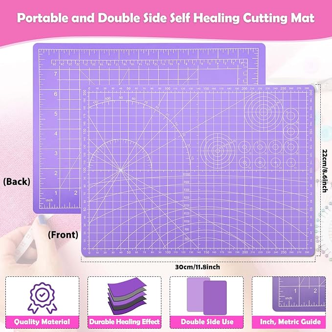 Rotary Fabric Cutter and Mat Set, Audab Self Healing Sewing Mats Shirt Cutter - Image 4