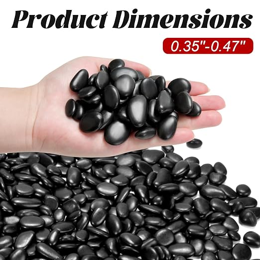 5 lb Natural Polished Black Pebbles, 3/8-1/2 Inch Decorative White Rocks - Image 2
