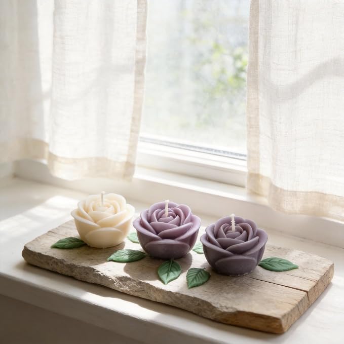 4 PCS Rose Candle Mold Silicone – Flower Shape - Image 5