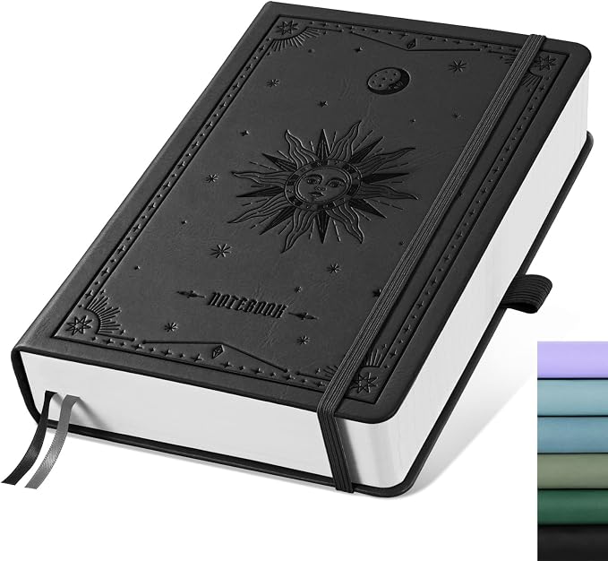 EMSHOI Lined Journal Notebook, 320 Numbered Pages, A5 Size | Leather Hardcover by EMSHOI