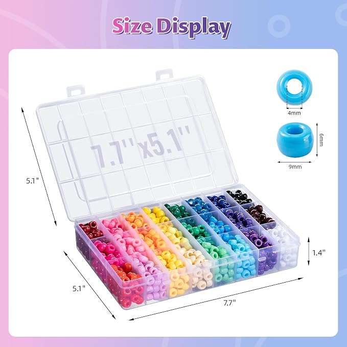 Simetufy 1200Pcs Pony Beads, 24 Colors Kandi Beads - Image 3