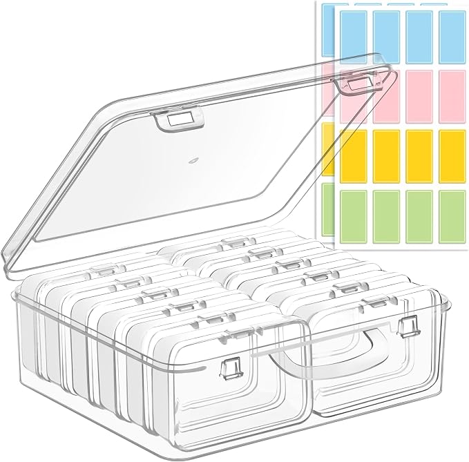 zoeynex Small Bead Organizers and Storage, 12 Clear Plastic Boxes by zoeynex