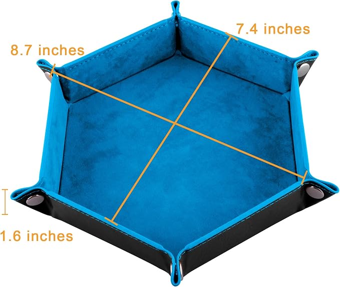 SIQUK 6 Pieces Dice Tray Hexagon Dice Rolling Holder Folding PU Leather Dice - Image 2