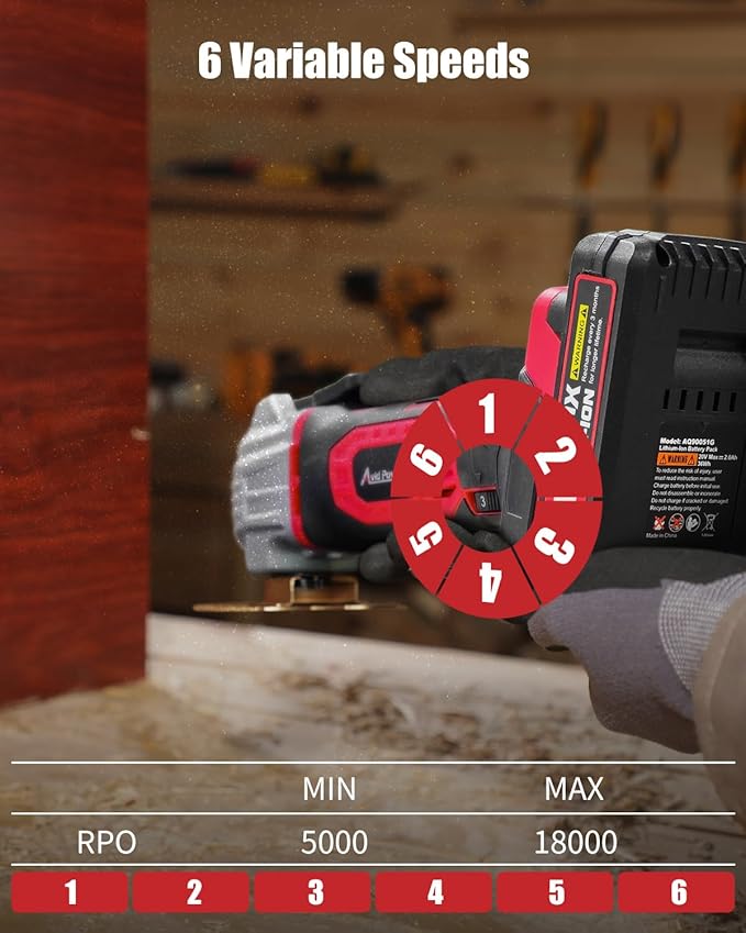 AVID POWER Cordless Oscillating Tool 20V Battery Powered Oscillating Multitool with 2.8° Oscillation Angle, Variable Speed Oscillating Saw w/ 31Pcs Accessories for Scraping/Cutting & Sanding - Red