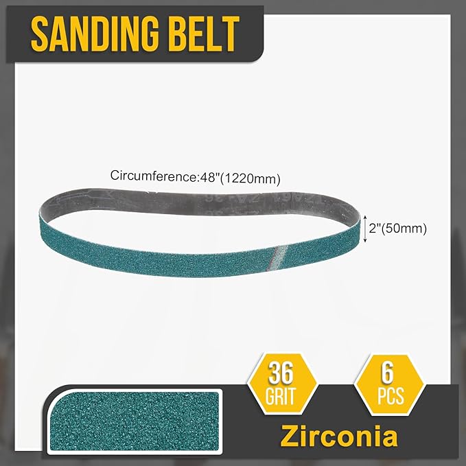 2 x 48 Inch Sanding Belt, 6 Pcs 36 Grit Zirconia Knife Sharpener Belts Work Sharpening for Belt Sander Knife Carving Tool Metal Working