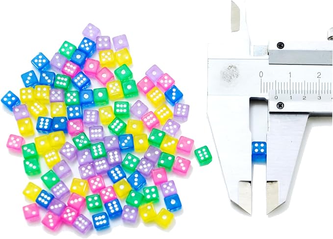 SmartDealsPro 100 Assorted D6 Mini Tiny Dice Game Dot Square Dice - Image 5