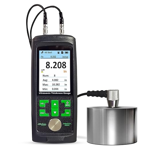 Ultrasonic Thickness Gauge Industrial-882X / Steel, Metals, Plastic, Glass, PVC, Pipes Thickness Gauge Meter – Range 0.039 to 11.811 inch (1-300mm) | Color LCD (All Material)