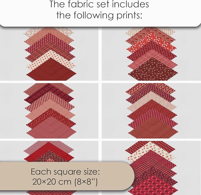 Cotton Satin Patchwork Fabric Panel – 35 Designs, 20×20 cm Squares, Single - Image 5