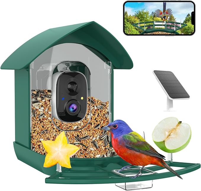 Bird Feeder with Camera, AI Identify Birds Species, FHD WiFi Outdoor Smart Bird by SecurityCameraBirdFeederCamera