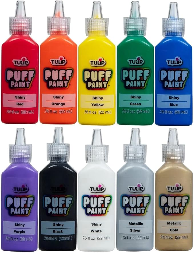 TULIP Puff Paint Essential Rainbow Colors 10-pack, Nontoxic & Waterproof Craft - Image 2