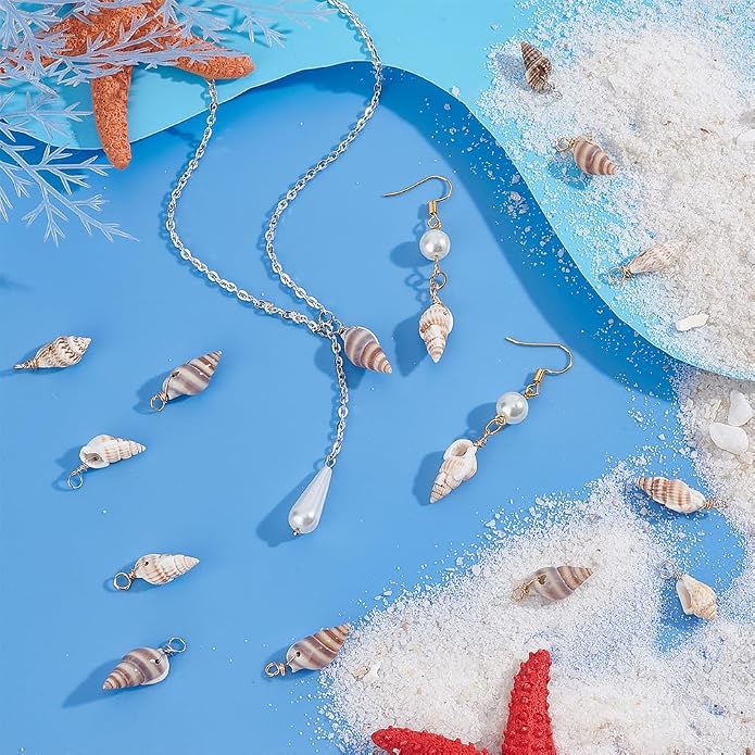 PH PandaHall Shell Pendants Spiral Seashells Craft Charms Cowrie Sea Shells - Image 5