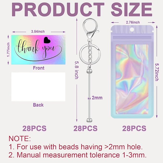 42/84/126 Pcs Beadable Keychain Bars Bulk Blank DIY Beaded Keychain Making - Image 2