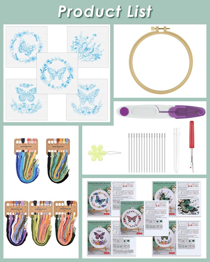ERKOON 5 Sets Embroidery Kit for Beginners - Image 2