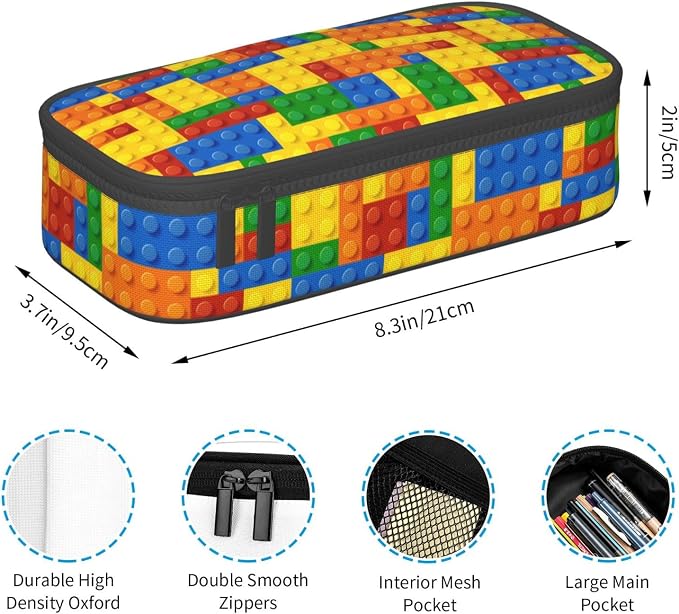Fun Blocks Colorful Pencil Case Organizer Big Capacity Pencil Pouch Stationery - Image 5
