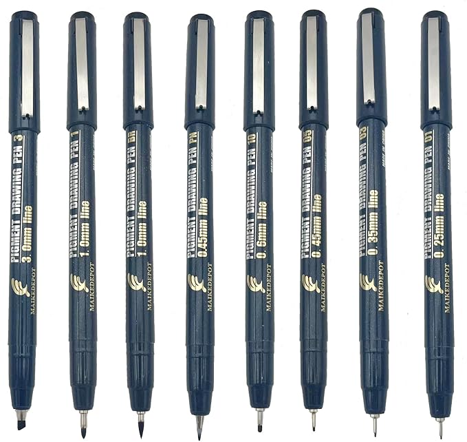 Micro Fineline Pen 8 Size Drawing Art Pens Waterproof Precision Micro Fineliner by MAIKEDEPOT