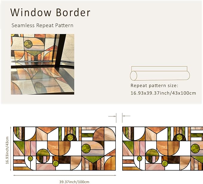 Faux Stained Glass Effect Window Film, Original Double-Sided Hand-Drawn Static - Image 2