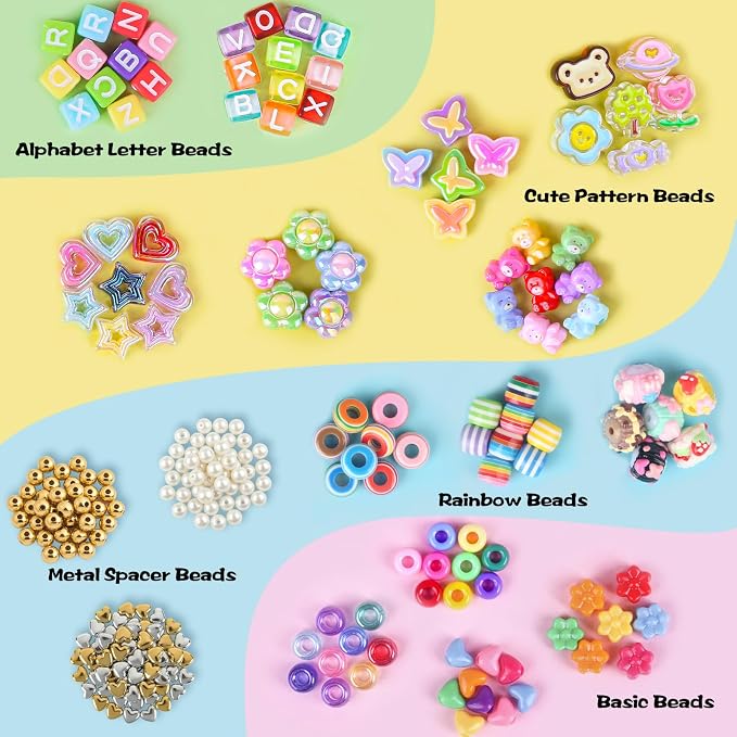 Ecoofor 633 PCS Beaded Keychain Making Kit, Acrylic Alphabet Letter Beads - Image 2